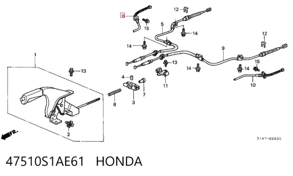 Трос ручного гальма задній, правий 47510S1AE61 Honda