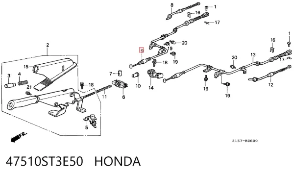 Трос ручного гальма задній, правий 47510ST3E50 Honda