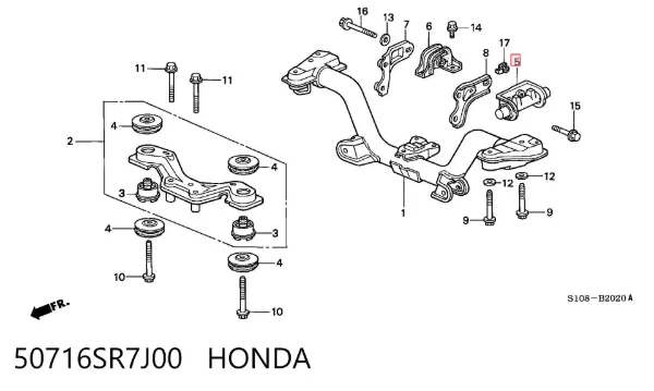 Демпфер динамічних коливань заднього редуктора 50716SR7J00 Honda