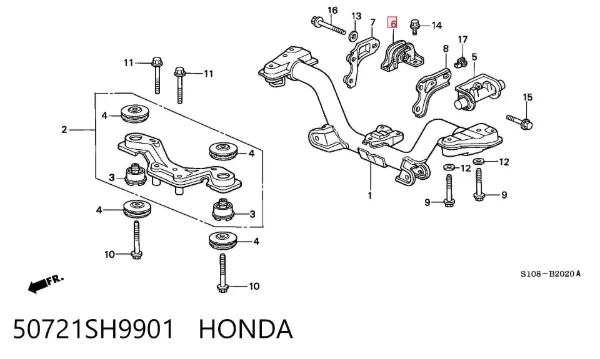Подушка двигуна задня 50721SH9901 Honda