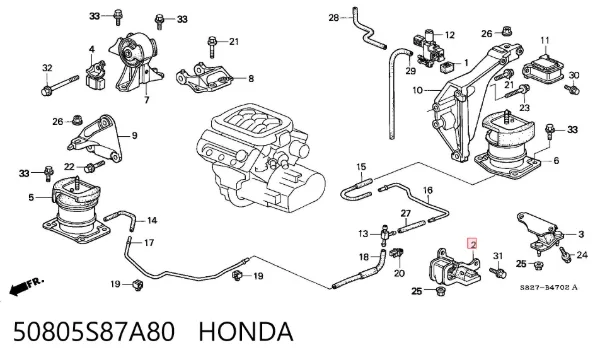 Подушка (опора) двигуна, ліва передня 50805S87A80 Honda