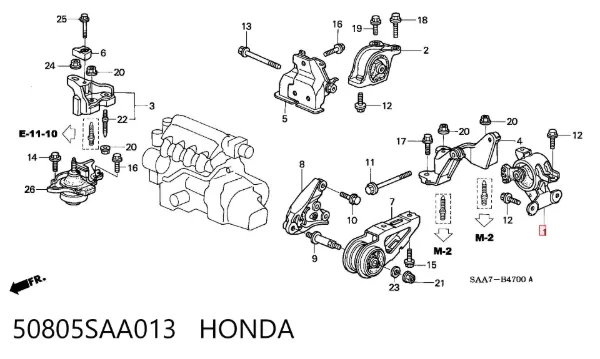 Подушка (опора) двигуна, ліва 50805SAA013 Honda