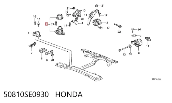 Подушка двигуна передня 50810SE0930 Honda