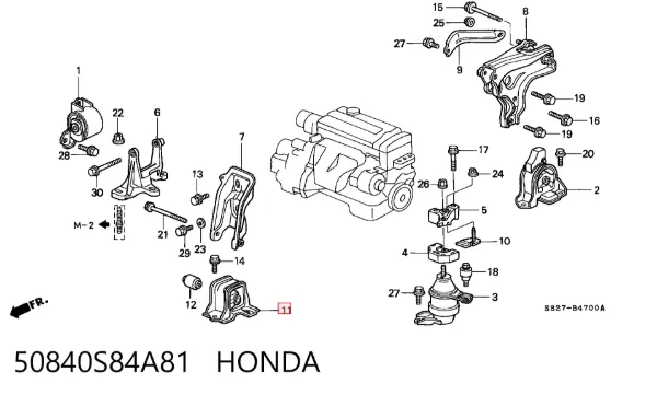 Подушка двигуна передня 50840S84A81 Honda