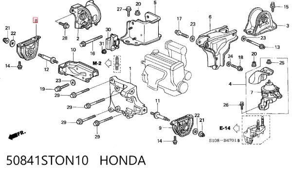 Подушка (опора) двигуна, права передня 50841STON10 Honda