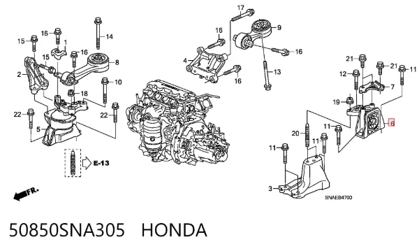 Подушка (опора) двигуна, ліва 50850SNA305 Honda