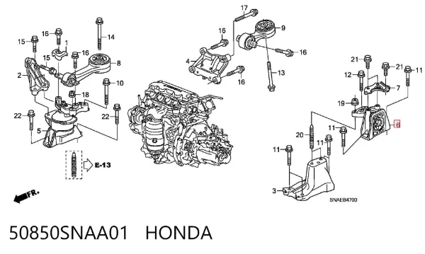 Подушка (опора) двигуна, ліва 50850SNAA01 Honda