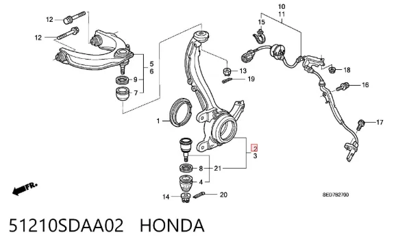 Цапфа - поворотний кулак передній, правий 51210SDAA02 Honda
