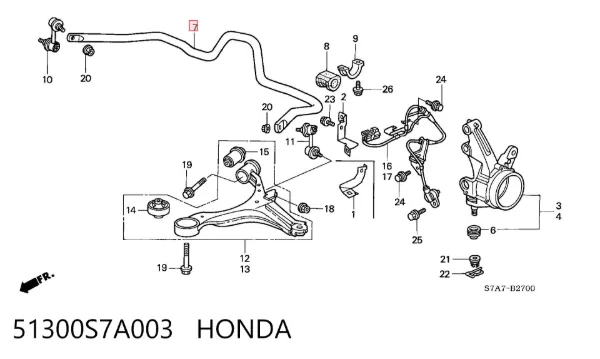 Передній стабілізатор 51300S7A003 Honda