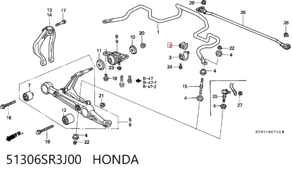Втулка переднього стабілізатора 51306SR3J00 Honda