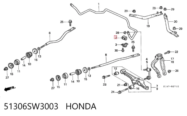 Втулка переднього стабілізатора 51306SW3003 Honda