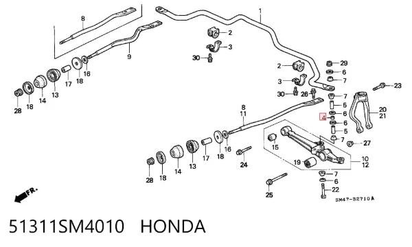 Стійка стабілізатора переднього 51311SM4010 Honda