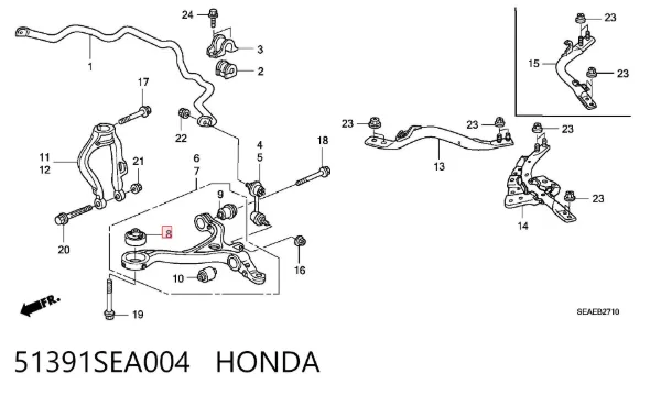Сайлентблок переднього важеля 51391SEA004 Honda
