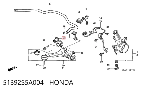 Сайлентблок переднього важеля 51392S5A004 Honda