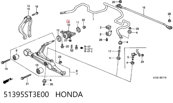 Сайлентблок переднього важеля 51395ST3E00 Honda