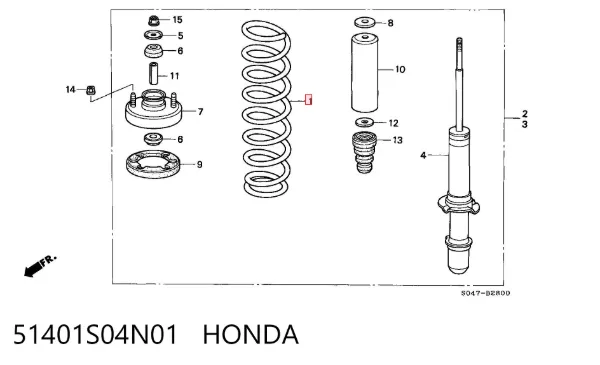 Пружина передня 51401S04N01 Honda