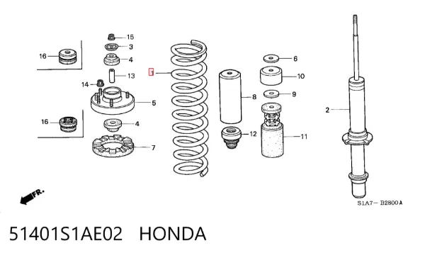 Пружина передня 51401S1AE02 Honda