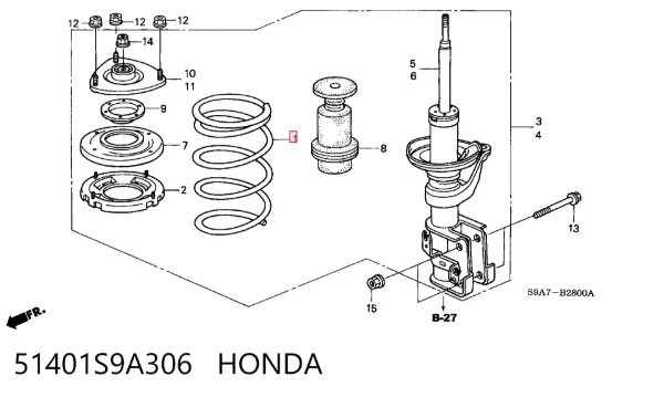 Пружина передня 51401S9A306 Honda