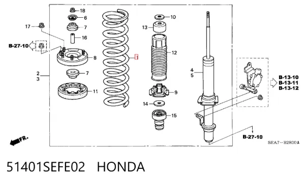 Пружина передня 51401SEFE02 Honda