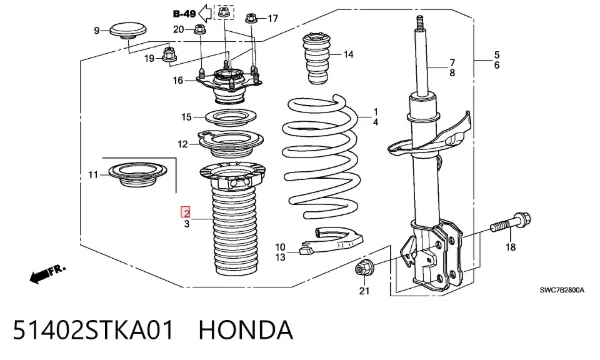 Пильник амортизатора переднього 51402STKA01 Honda