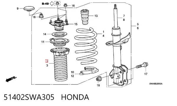 Пильник амортизатора переднього 51402SWA305 Honda