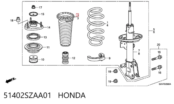 Пильник амортизатора переднього 51402SZAA01 Honda