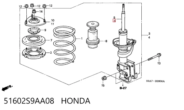 Амортизатора передній лівий 51602S9AA08 Honda