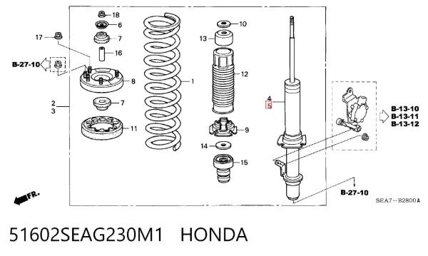 Амортизатор передній 51602SEAG230M1 Honda