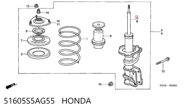 Амортизатор передній, правий 51605S5AG55 Honda