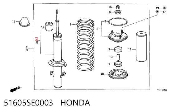 Амортизатор передній, правий 51605SE0003 Honda