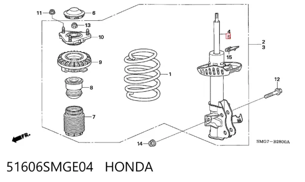 Амортизатора передній лівий 51606SMGE04 Honda