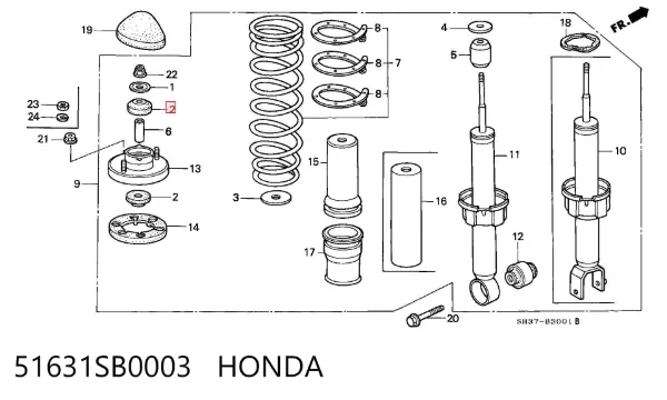 Втулка штоку переднього амортизатора 51631SB0003 Honda