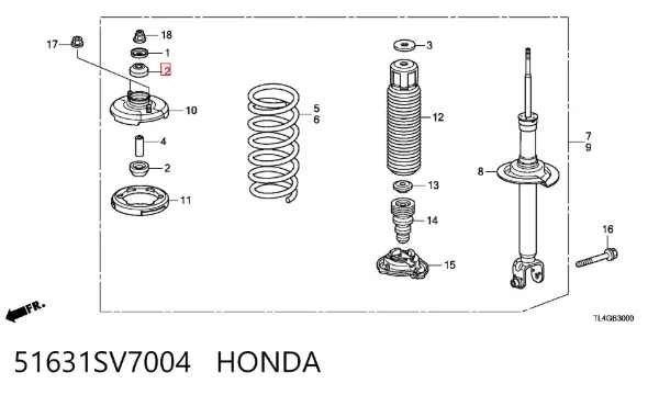 Втулка штоку переднього амортизатора 51631SV7004 Honda
