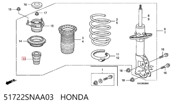 Буфер-відбійник амортизатора переднього 51722SNAA03 Honda