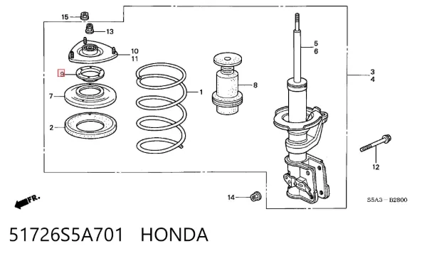 Підшипник опорний амортизатора, переднього 51726S5A701 Honda
