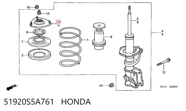 Опора амортизатора переднього лівого 51920S5A761 Honda