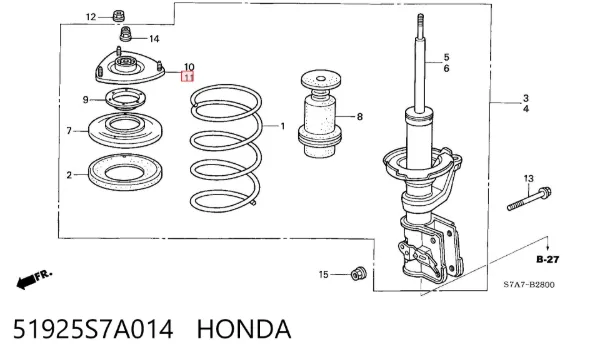 Опора амортизатора переднього лівого 51925S7A014 Honda