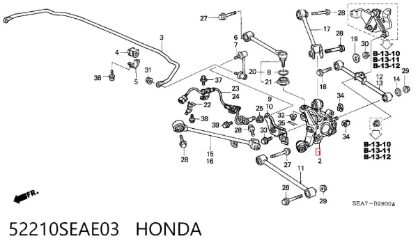 Цапфа - поворотний кулак задній, правий 52210SEAE03 Honda