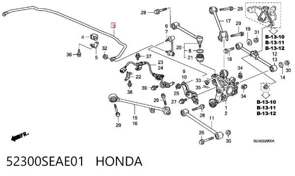 Стабілізатор задній 52300SEAE01 Honda