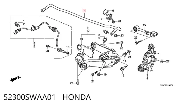 Стабілізатор задній 52300SWAA01 Honda