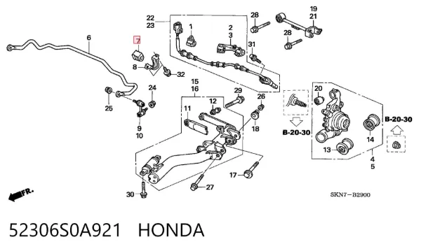 Втулка стабілізатора заднього 52306S0A921 Honda