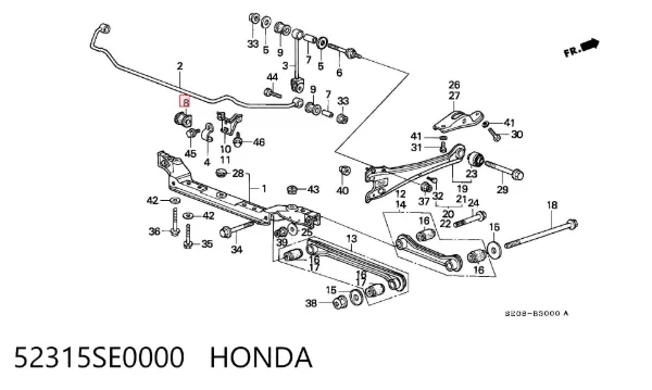 Втулка стабілізатора заднього 52315SE0000 Honda