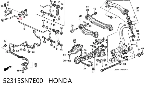 Втулка стабілізатора заднього 52315SN7E00 Honda