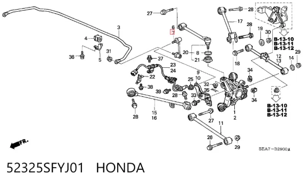 Стійка стабілізатора заднього, ліва 52325SFYJ01 Honda