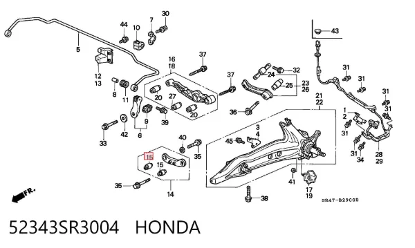 Сайлентблок заднього нижнього важеля 52343SR3004 Honda