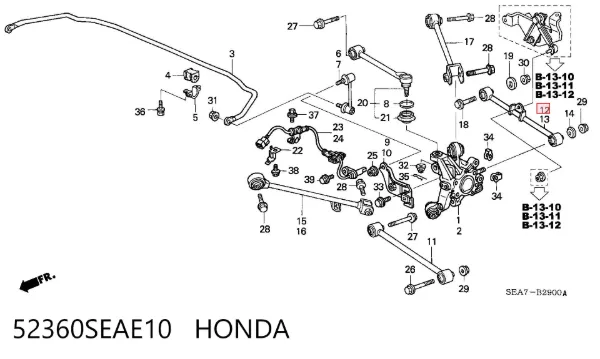 Тяга поперечна задньої підвіски 52360SEAE10 Honda