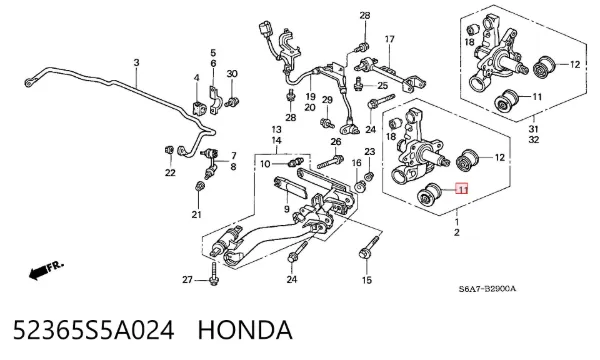 Сайлентблок цапфи задньої 52365S5A024 Honda