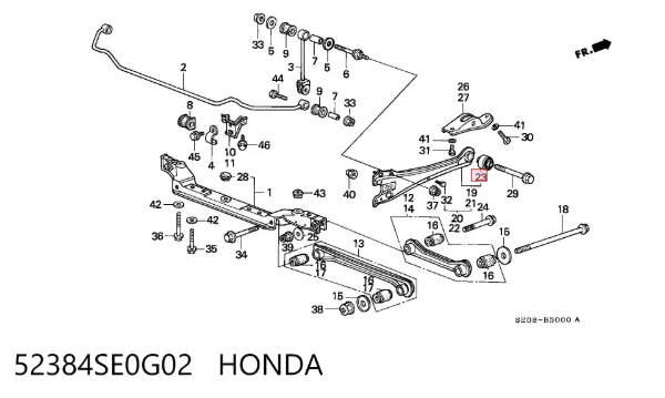 Сайлентблок заднього поздовжнього важеля 52384SE0G02 Honda