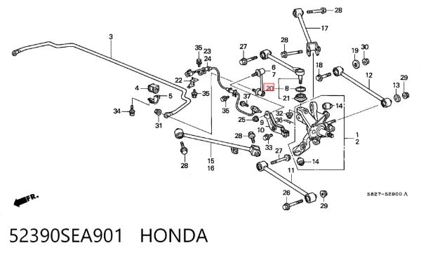 Важіль задньої підвіски верхній, лівий/правий 52390SEA901 Honda