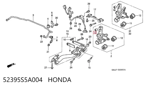 Сайлентблок заднього верхнього важеля 52395S5A004 Honda